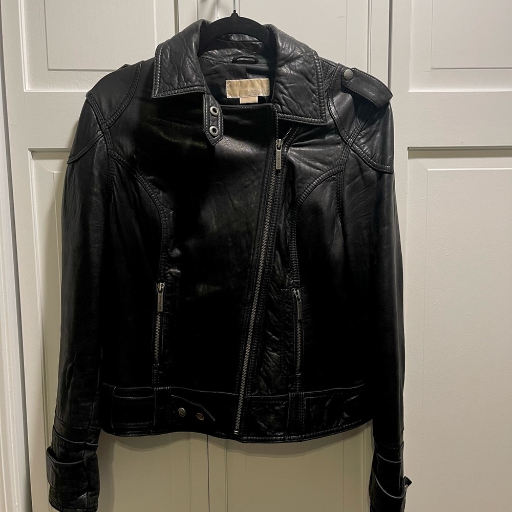 MICHAEL Michael Kors Black Leather Jacket Large
